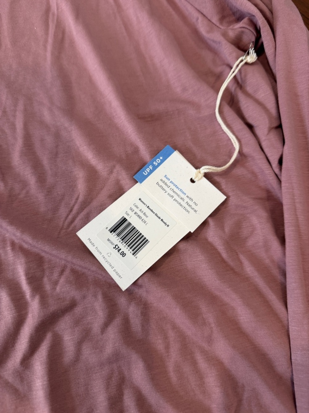 FREE FLY NWT Light Mauve Hooded Long Sleeve Top - Picture 3 of 5